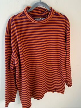 Smith & Hawken shirt stripe turtleneck top Virginia Tech colors women’s size M